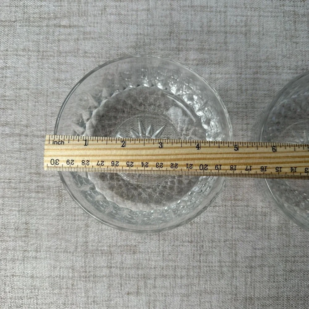 Set of 2 Arcoroc France Clear Pressed Vintage Glass Dessert Bowls